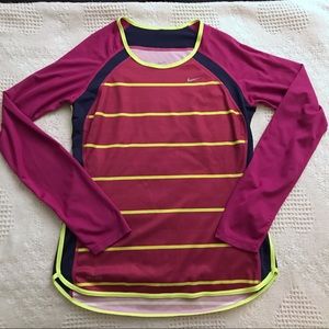 Nike Dri-Fit Striped Long Sleeve Running Top S EUC